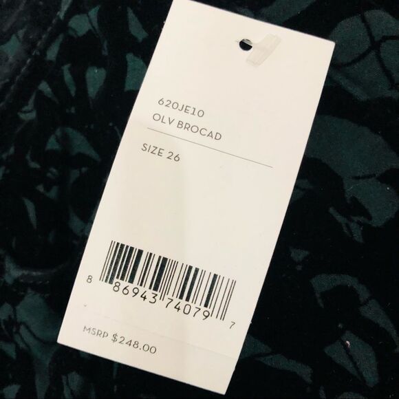 J Brand Olive Brocade Velvet Mid Rise Super Skinny Jeans 25 26 - Picture 9 of 9